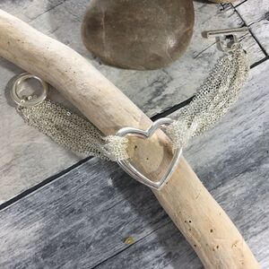 Multi chain sparkling heart toggle bracelet